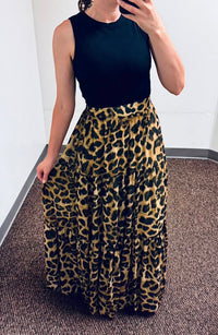 Seasonless Styling Animal Print Woven Maxi Skirt