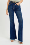 RISEN High Rise Tummy Control Frayed Hem Flare Jeans