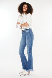 Kancan High Rise Frayed Hem Bootcut Jeans