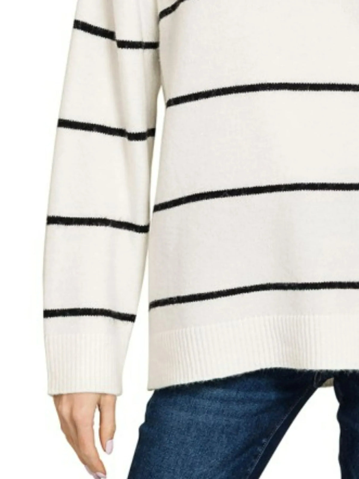 Zenana Round Neck Stripe Sweater