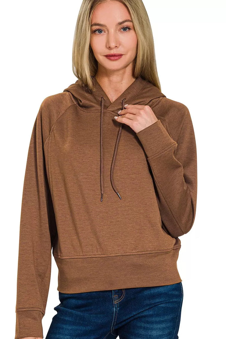 Zenana Scuba Hoodie in Brown