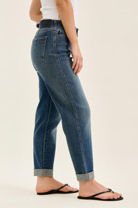 Judy Blue Mid Rise Boyfriend Jeans with Adjustable Back Tab 82731