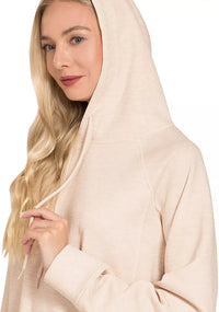 Zenana Scuba Hoodie in Heather Beige
