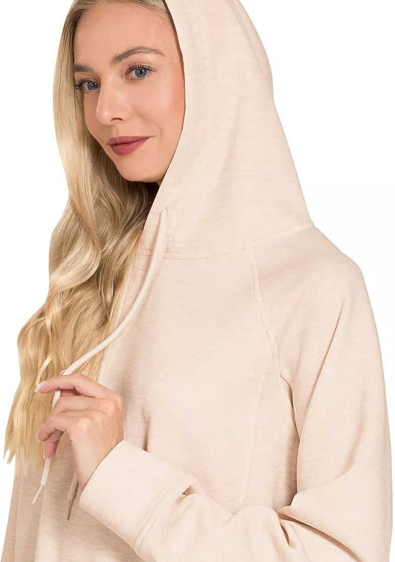 Zenana Scuba Hoodie in Heather Beige