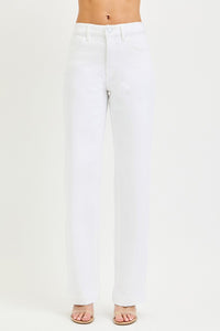 Risen High Rise Wide Leg Baggy Pants in White