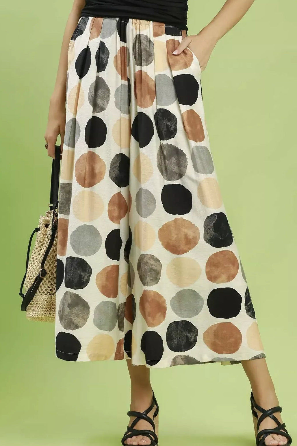 Dot Print Wide Leg Pants