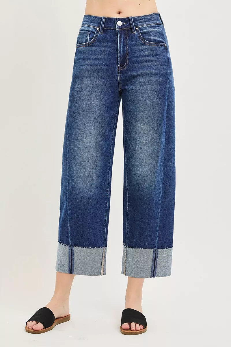 Risen High Rise Slouchy Crop Barrel Cuffed Jeans PGC21750