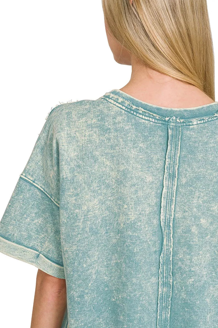 Zenana French Terry Acid Washed T-Shirt