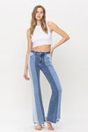 VERVET by Flying Monkey High Rise Relaxed Flare w/ Panel Detail Jeans