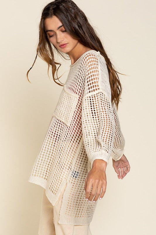 Oversized Fit See-through Pullover Sweater