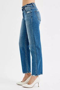 Risen High Rise Tummy Control Ankle Slim Barrel Jeans