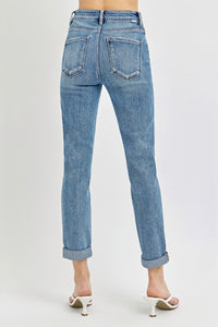 RISEN High Rise Ankle Skinny Roll Up Jeans