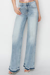 Risen High Rise Release Hem Wide Leg Jeans