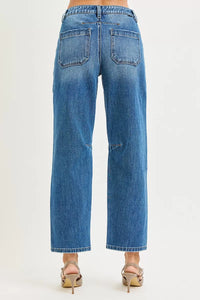 Risen Mid Rise Patch Pocket Barrel Jeans
