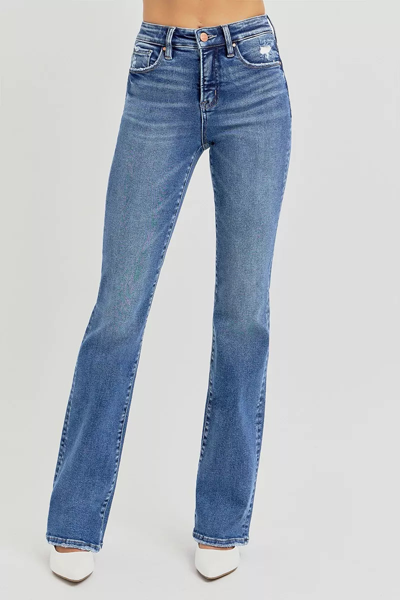 Risen High Rise Straight Jeans