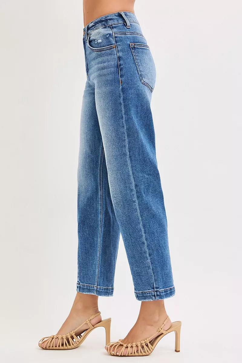 Risen High Rise Crop Boyfriend Tapered Jeans