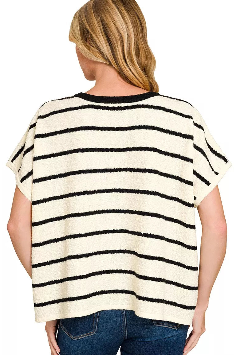 Striped Oversized Sweater Knit Top