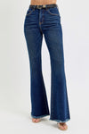 RISEN High Rise Tummy Control Frayed Hem Flare Jeans