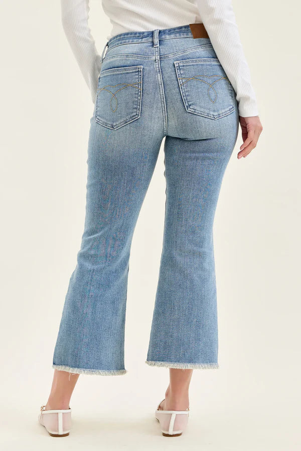 Judy Blue Mid Rise Kick Flare Jeans 82721