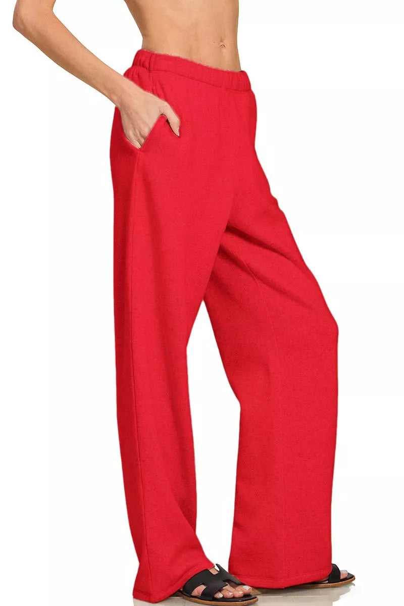 Fleece Sweatpant with Pockets in Ruby Red