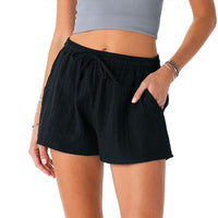 Lotus and Luna Black Cotton Cabana Shorts