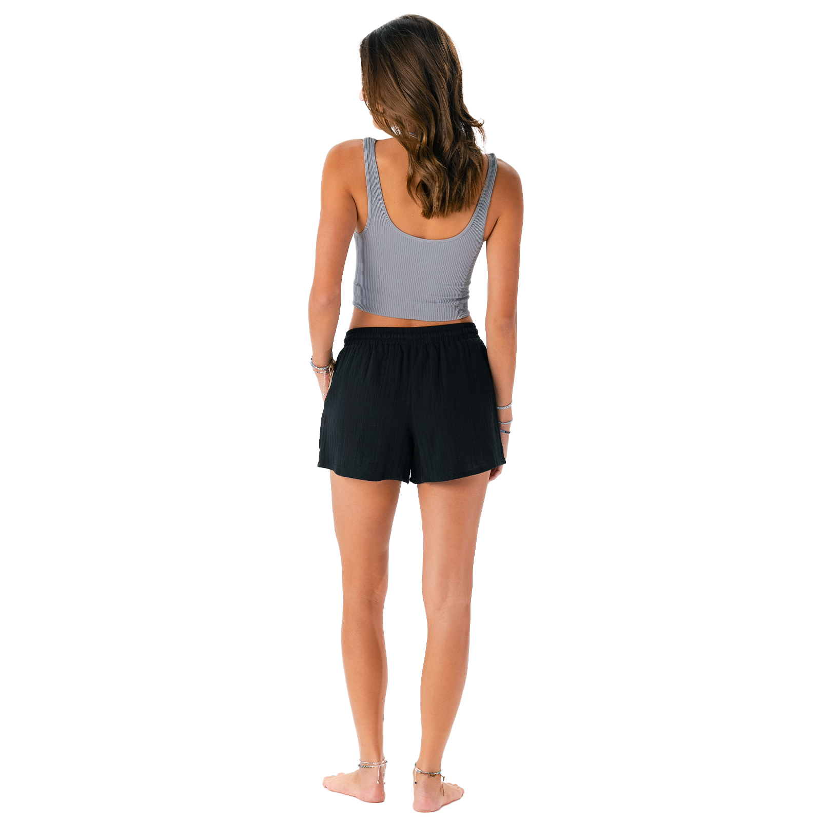Lotus and Luna Black Cotton Cabana Shorts