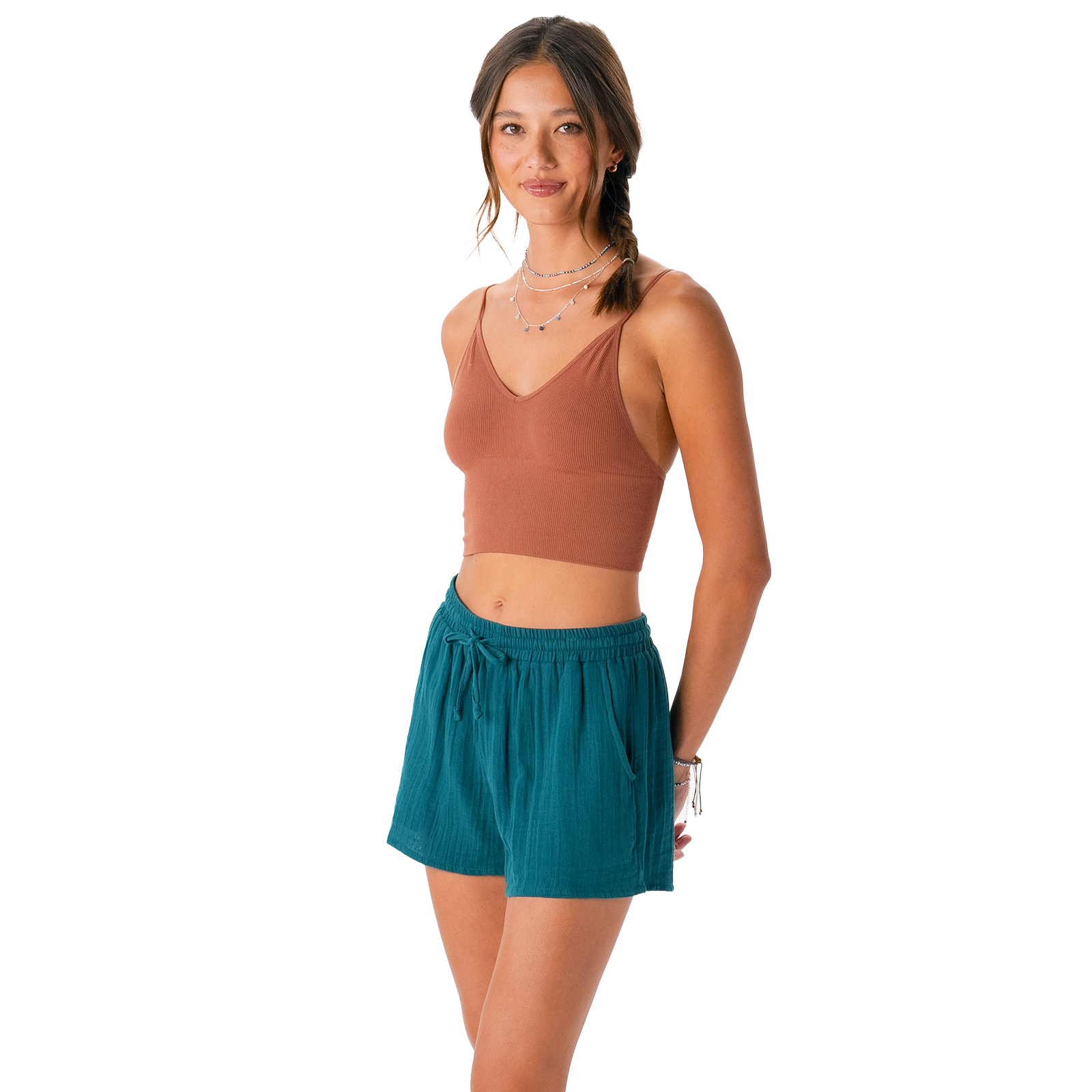 Lotus and Luna Verdigris Cotton Cabana Shorts