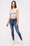 Mineral Wash Ribbed Cropped V-Neck Tank Top