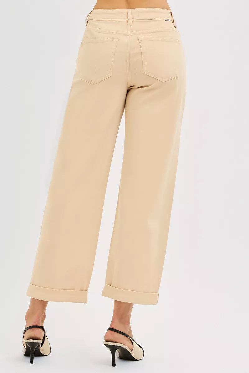 Risen Tummy Control Mid Rise Ankle Relaxed Barrel Jeans