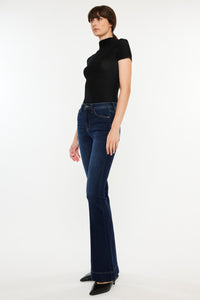 Kancan High Rise Dark Wash Trouser Hem Flare Jeans