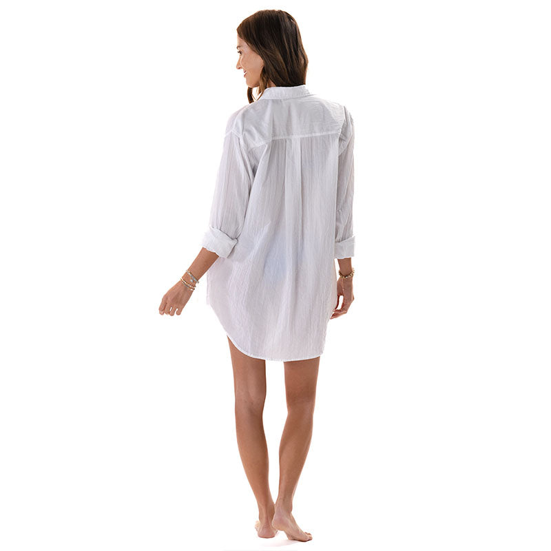 Lotus and Luna White Boyfriend Button Up