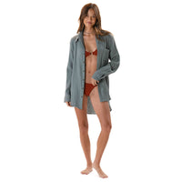 Lotus and Luna Sage Boyfriend Button Up Cotton Shirt