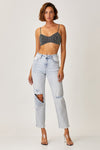 RISEN High Rise Acid Wash Distressed Relaxed Jeans