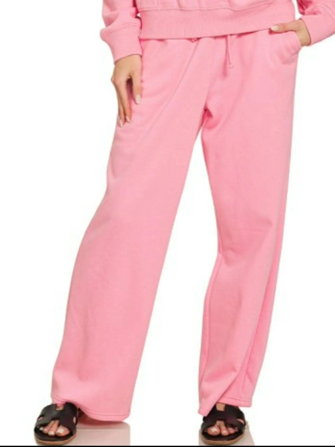 Zenana Fleece Long Sleeve Pullover and Sweatpants Set in Dark Pink