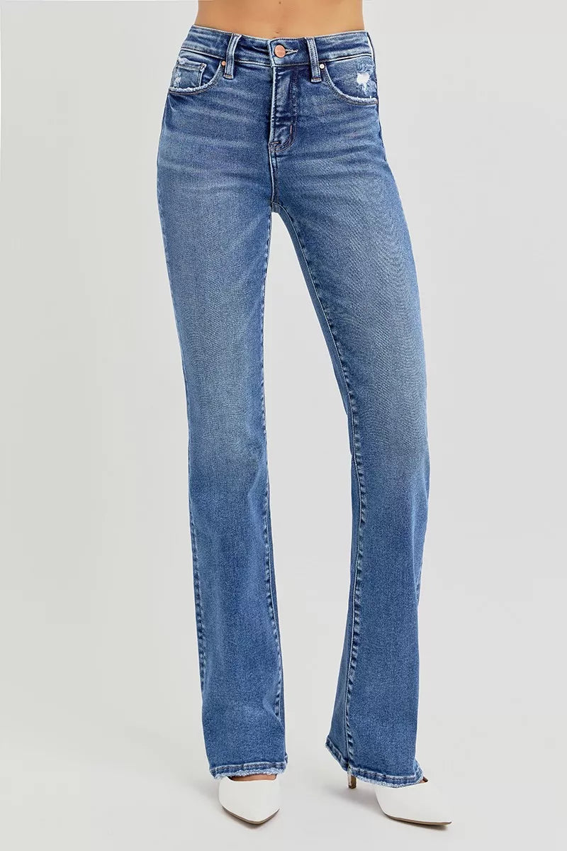 Risen High Rise Straight Jeans