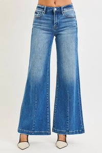 Risen Mid Rise Wide Leg with Flare Jeans