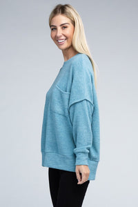 Brushed Melange Seam Detail Oversized Sweater