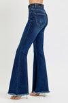 RISEN High Rise Tummy Control Frayed Hem Flare Jeans