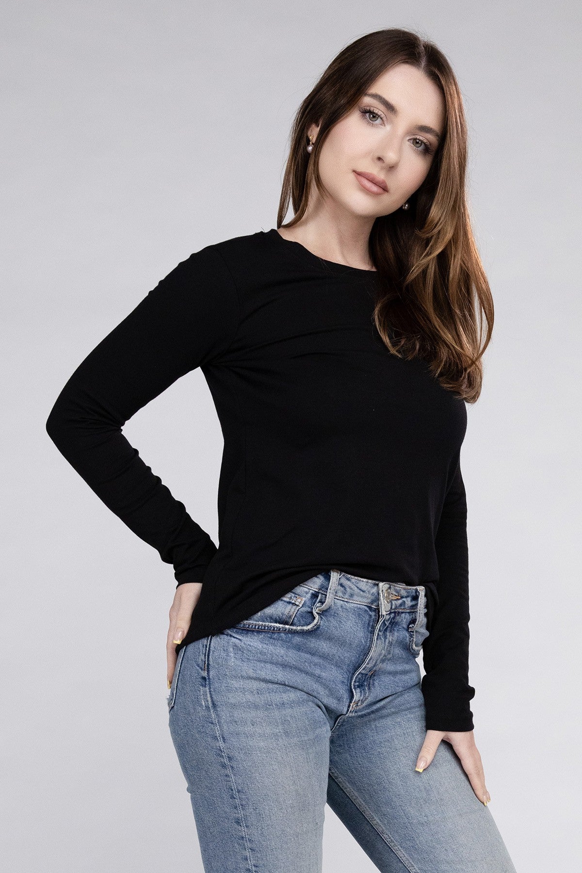 Let's Layer Cotton Crew Neck Long Sleeve T-Shirt