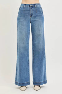 Risen Tummy Control High Rise Wide Leg Jeans PW21734