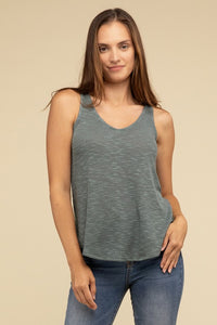 Textured V-Neck Tank Top