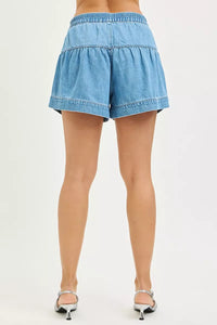 Risen High Rise Elastic Band Slouchy Shorts With Shirred Detail RDS6410