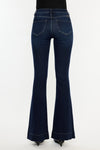 Kancan High Rise Dark Wash Trouser Hem Flare Jeans