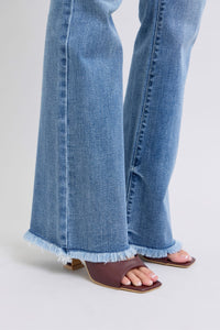 Judy Blue High Rise Raw Hem Bootcut Jeans 82486