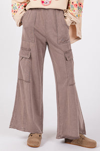 Knit Terry Mineral Wash Wide Leg Cargo Pants