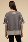 Contrast Trim Drop Shoulder Casual Top