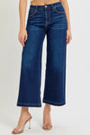 Risen High Rise Dark Wash Crop Wide Leg Jeans