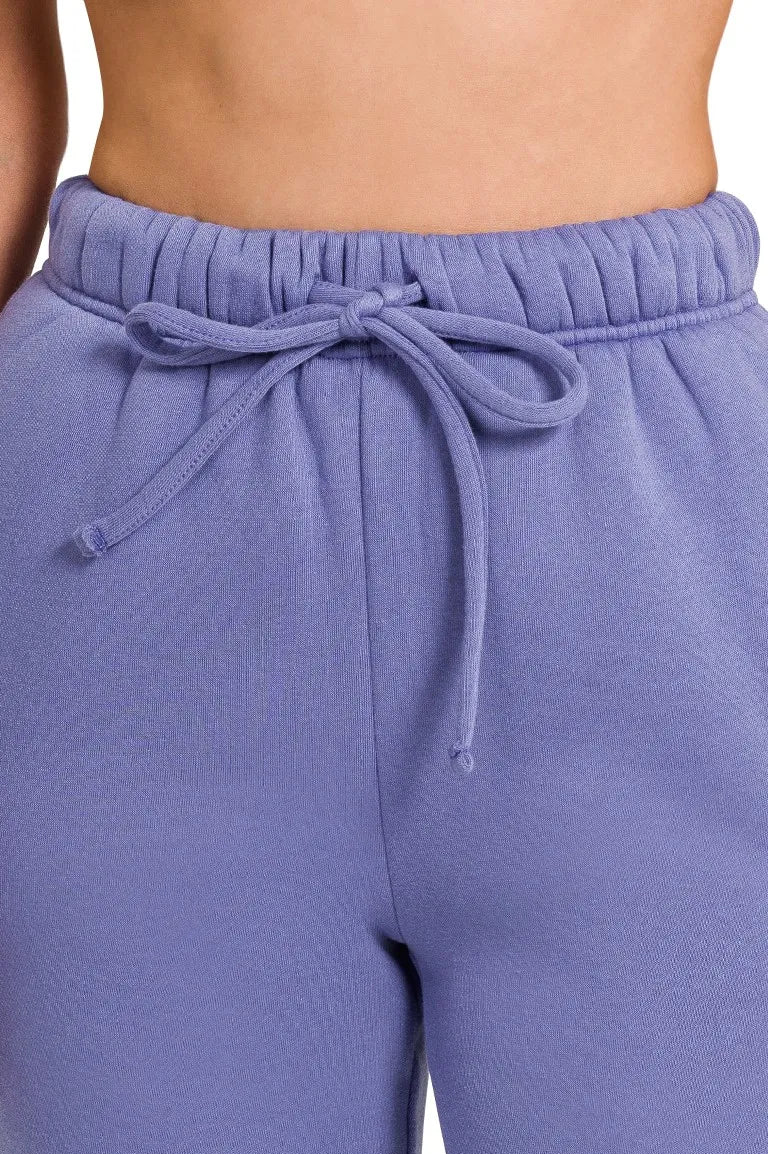 Zenana Fleece Joggers with Pockets in Marlin Blue