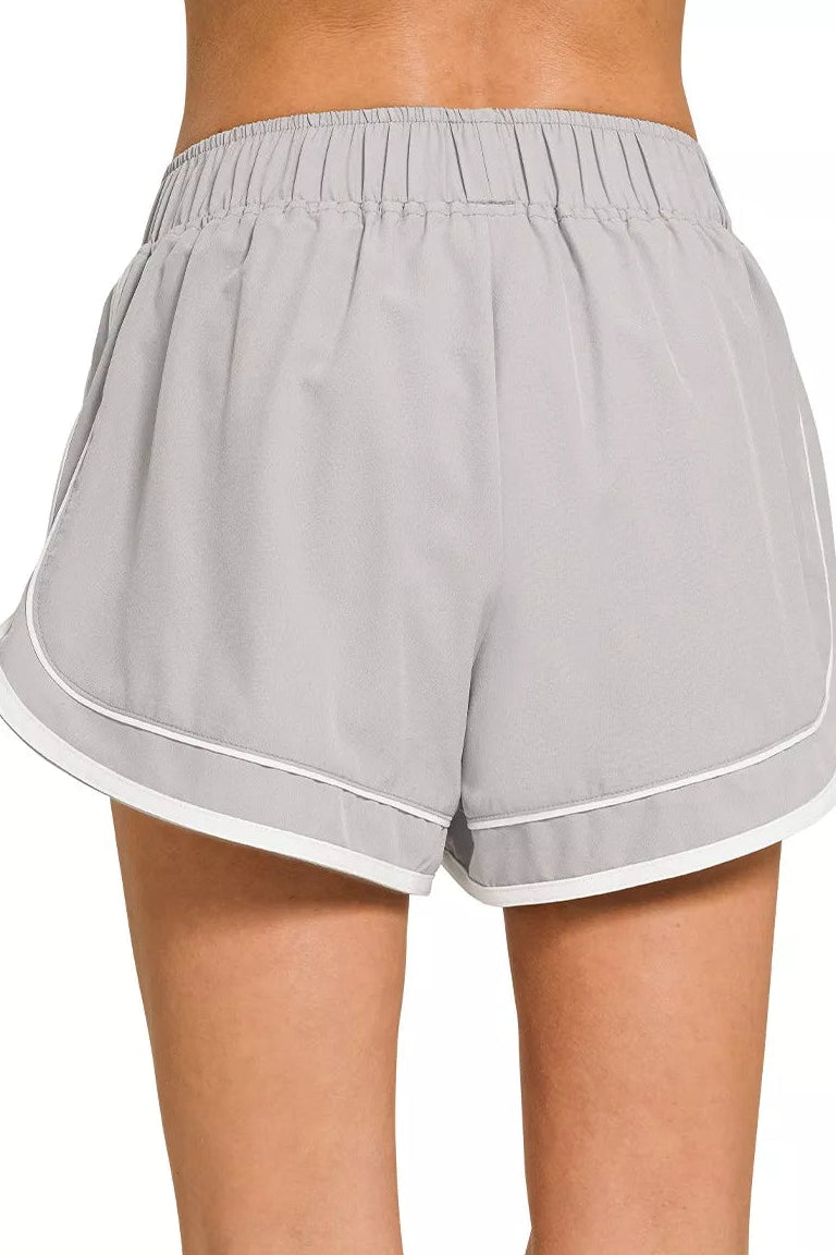 Woven Lined Dolphin Shorts in Light Grey