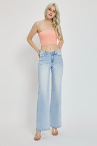 RISEN Mid Rise Wide Leg V Dipped Front Waist Jeans